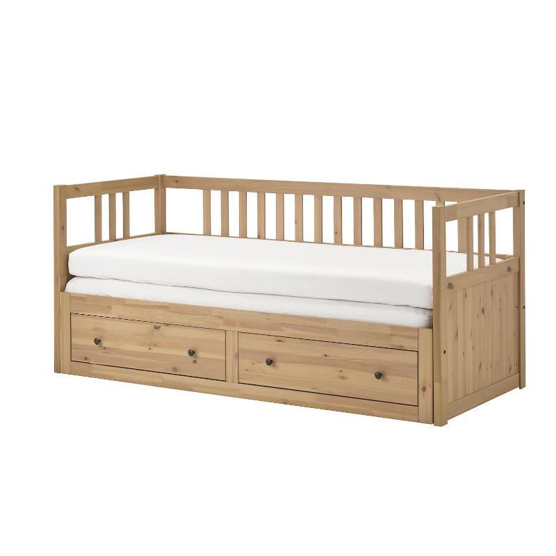 宜家代购汉尼斯坐卧两用框架附储物件褐色80x200cm实木床