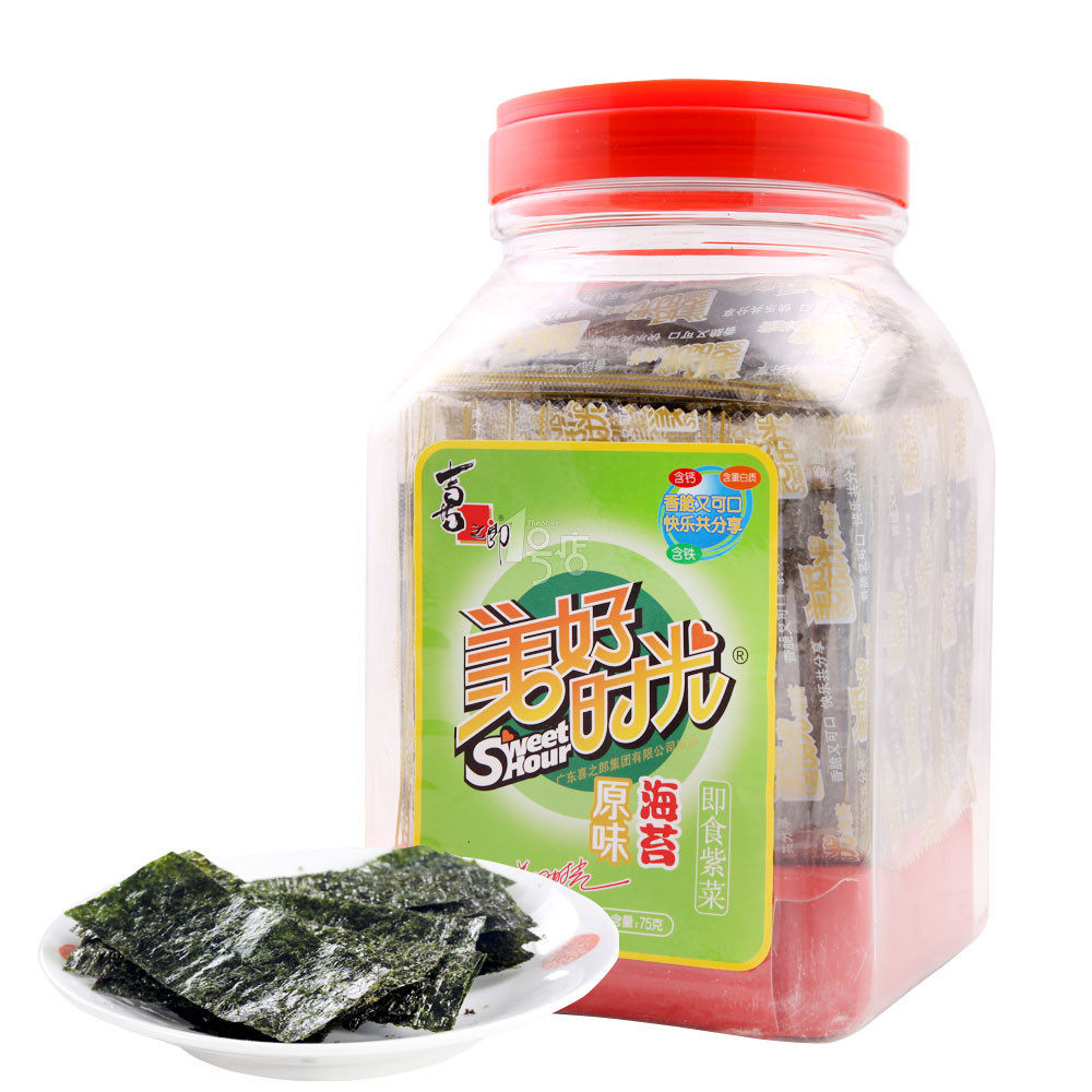 喜之郎美好时光海75克实惠桶装包邮儿童健康零食即食紫菜海苔系列