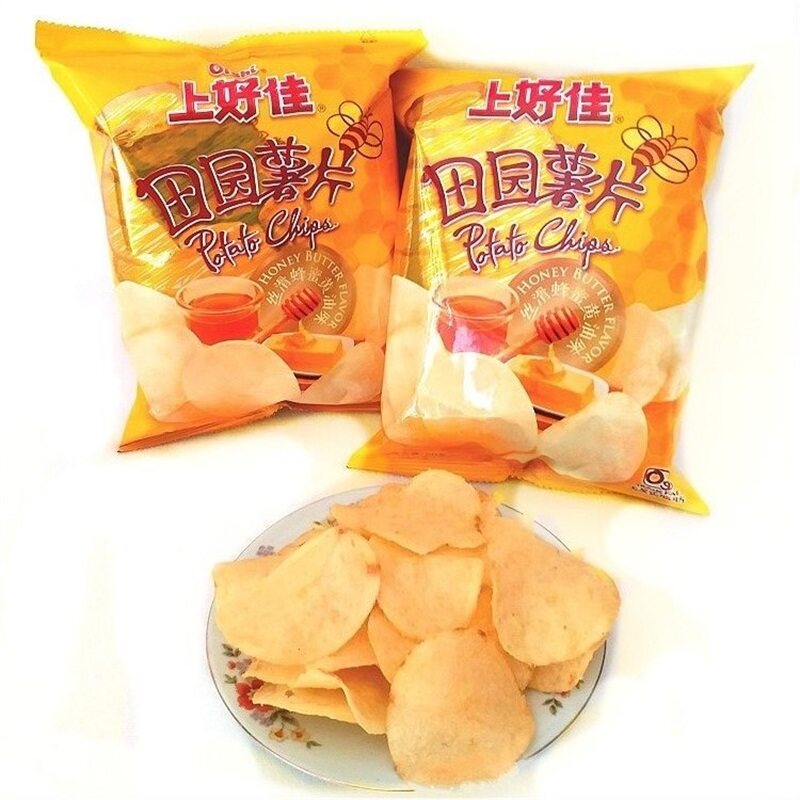 上好佳丝滑蜂蜜黄油田园薯片50g20袋整箱包邮膨化食品