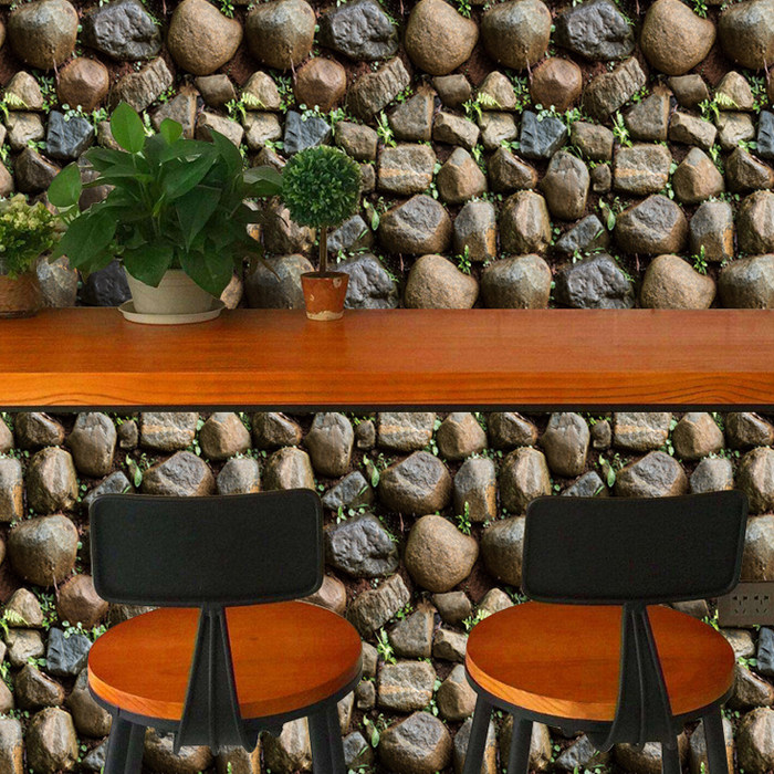 自贴3d立体仿真石头壁纸酒吧台装修走廊壁画墙面贴画家装自粘墙纸