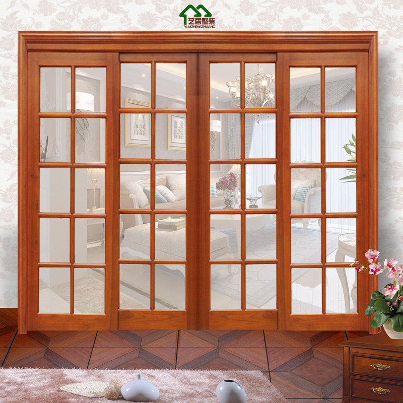 优惠券后1720元,实木厨房推拉移门阳台玻璃门中式原木门套装门卧室折