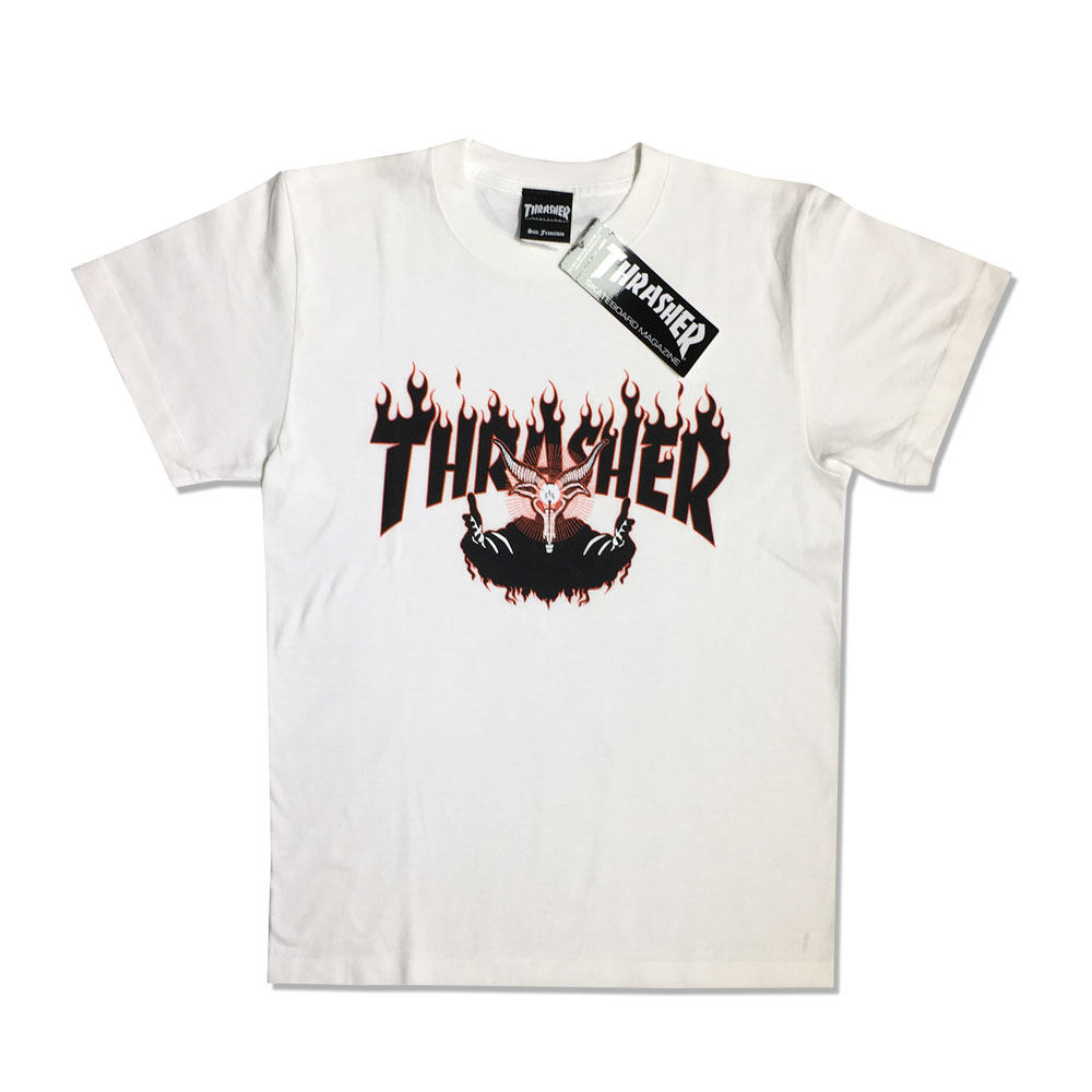 大雄潮社thrasher2019ss催眠恶魔羊角机车t恤