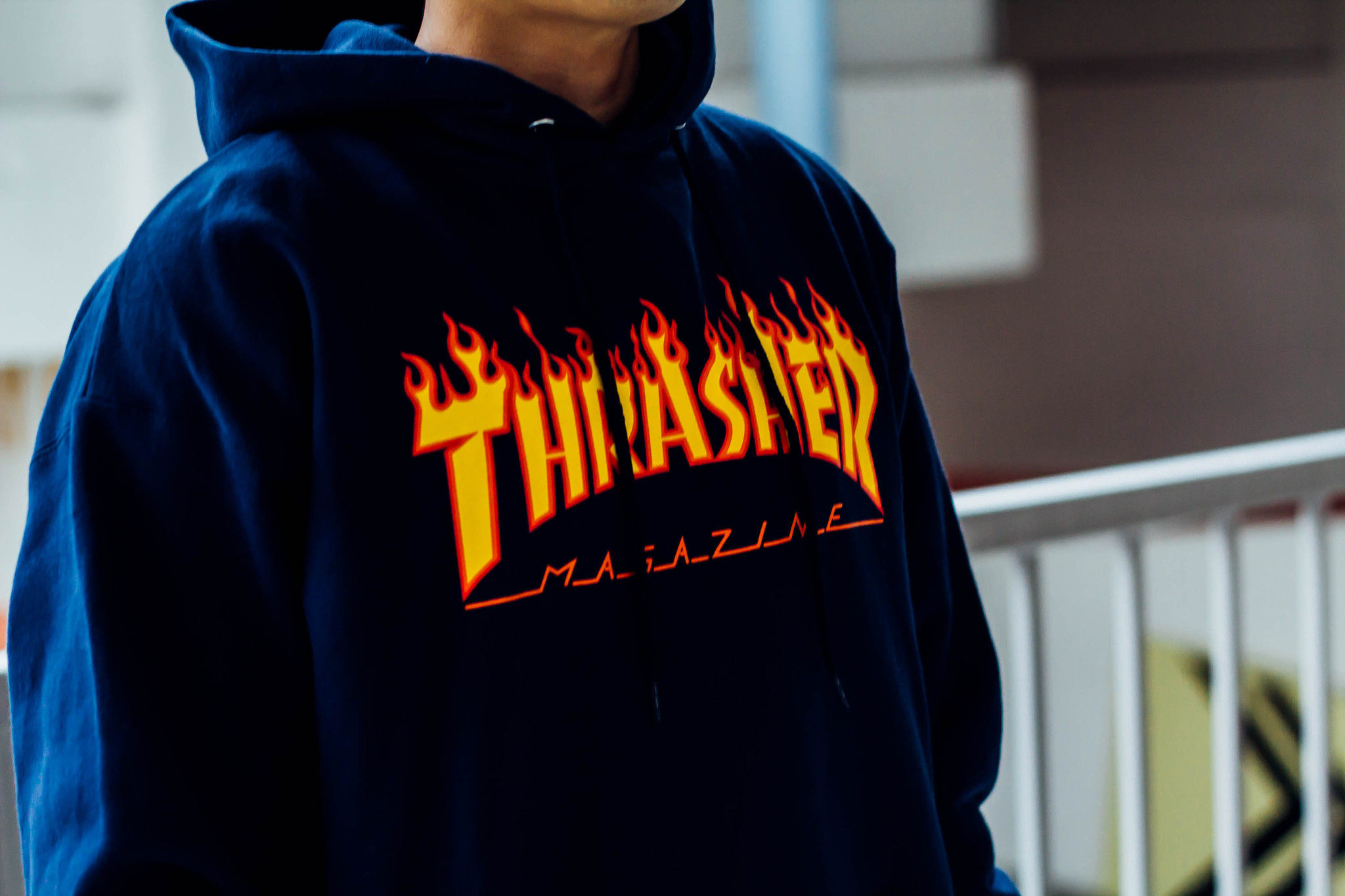 中国有嘻哈 吴亦凡同款 thrasher 滑板 火焰 卫衣帽衫 加绒 情侣