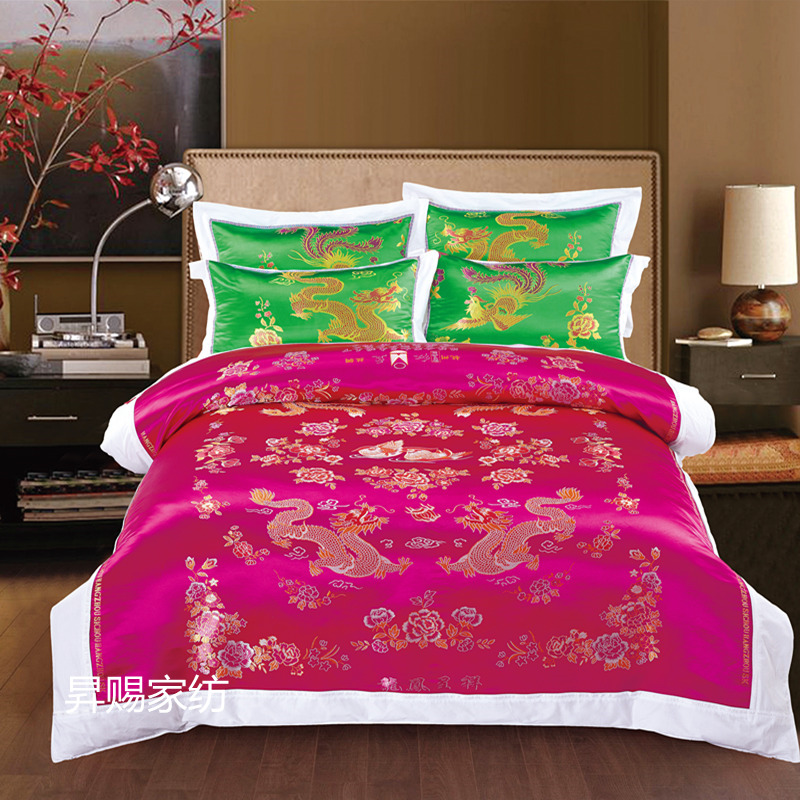 被子升赐棉花花被结婚绸缎婚庆丝绸龙凤呈祥棉被棉花被