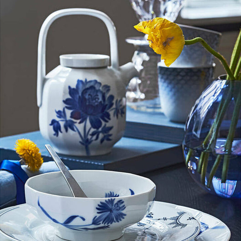 丹麦royalcopenhagen皇家哥本哈根blomst蓝花手绘餐具家用碗盘盘