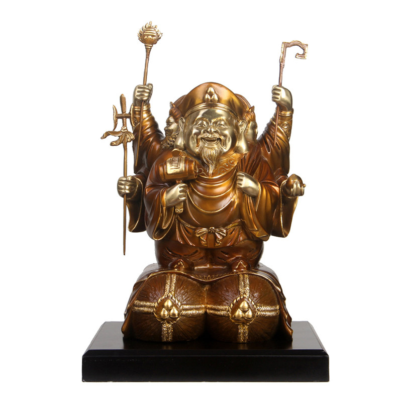 真古意 三面大黑天财神佛像摆件 纯铜三面大黑天东密唐密佛像摆件