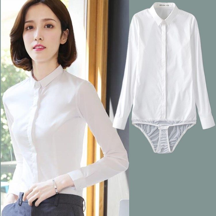 长袖厘米小领职业工作连体衬衫南航面试连裤衬衫