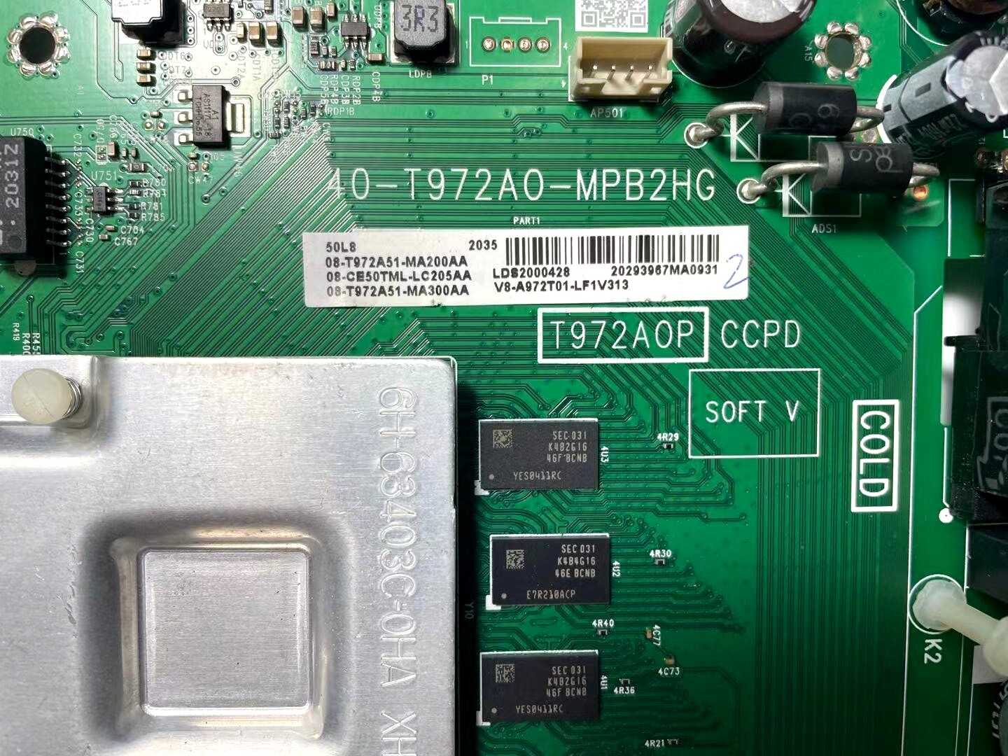 tcl50l8电视主板40-t972a0-mpb2hgt972aolvu500ndel电路板显示屏