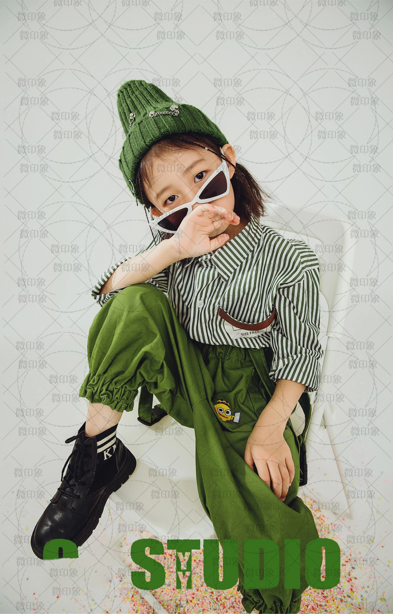 1201时尚小清新款潮童艺术照影楼女孩模卡走秀儿童演出服