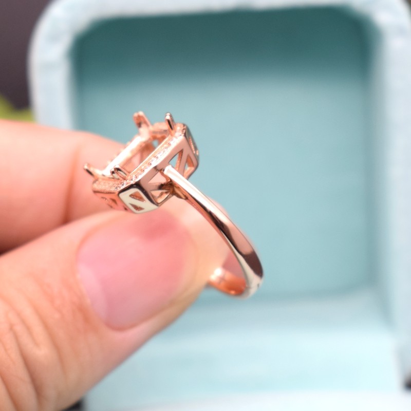 韩版玫瑰活圈底托戒指金戒指18k镶钻银托女款戒指