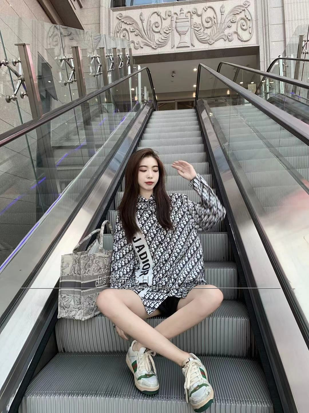 Dior迪奥 21新款 老花真丝字母满印logo印花衬衫衬衣男外套女上衣