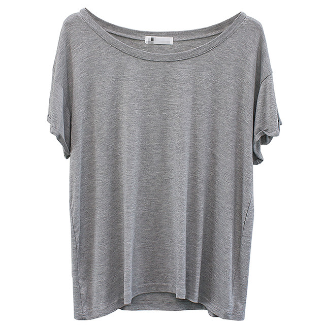 HyunA wind oblique large collar short sleeve T-shirt female Korean loose big yards Modal collar strapless t-shirt summer HyunA wind oblique large collar short sleeve T-shirt female Korean loose big yards Modal collar strapless t-shirt summer