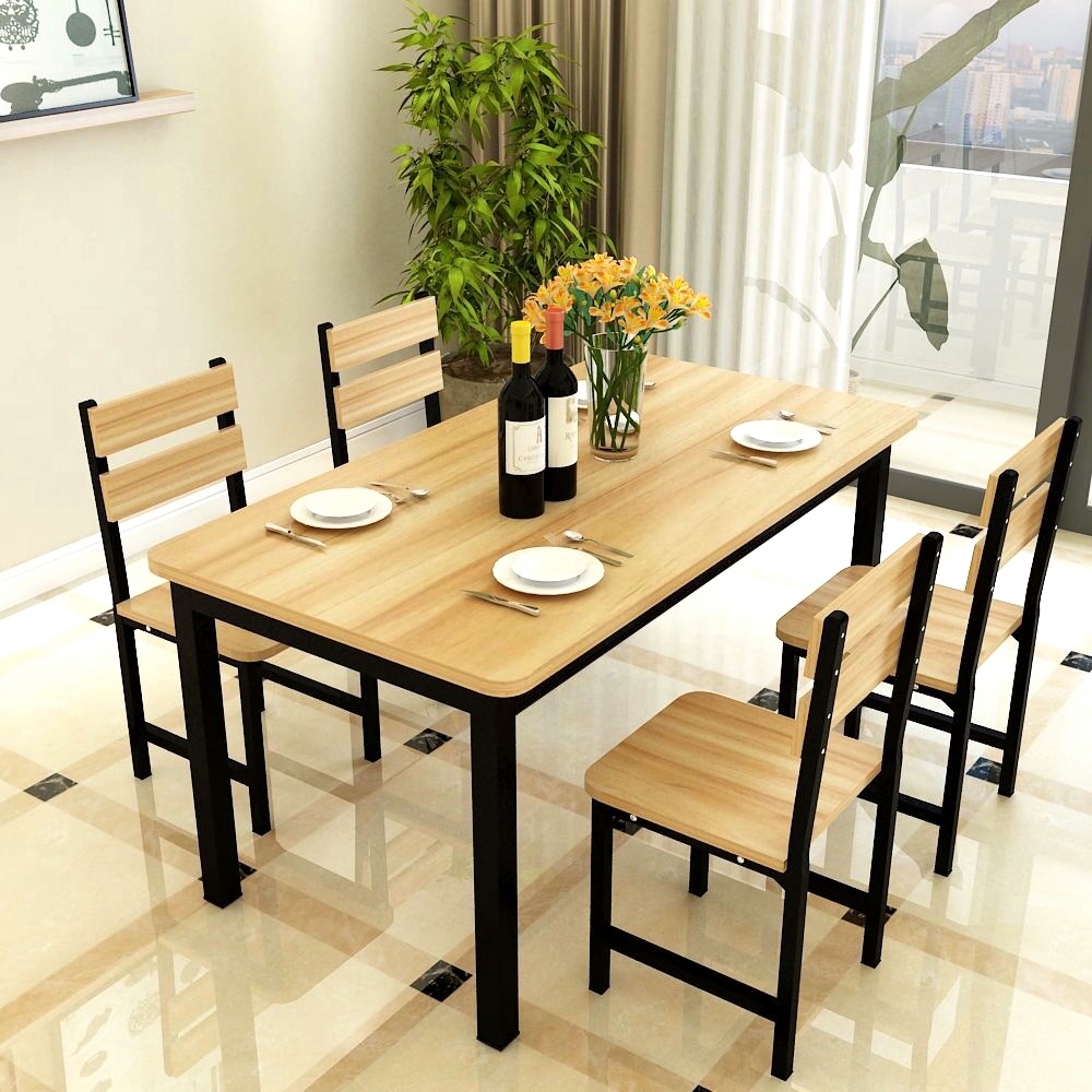 简约小户型家用简易餐桌椅吃饭桌长方形快餐饭店餐桌组合46人现代