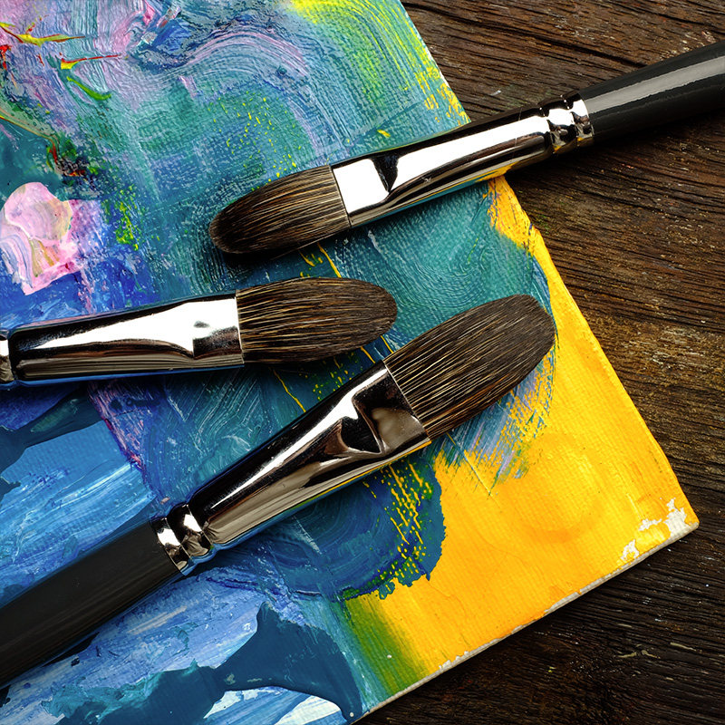 韩国头油丙烯水彩笔猫舌粉笔水粉画笔hwahong半圆水彩笔