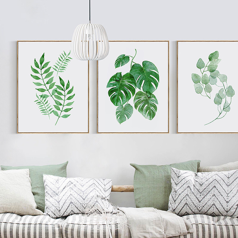 植物星川现代简约装饰画小清新北欧沙发背景墙客厅餐厅现代装饰画