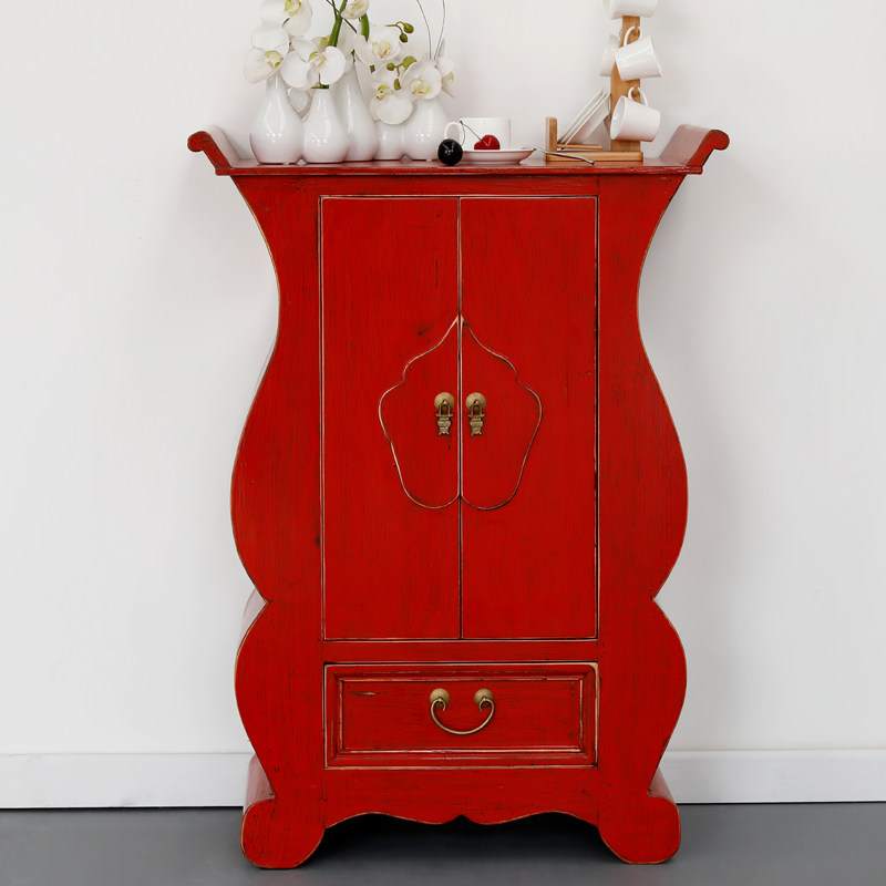 古朴彩漆做旧家具中式玄关葫芦装饰柜子翘头供桌门厅