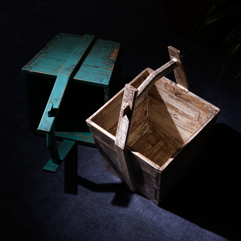 复古做旧实木米斗仿古木质木斗大升老物摆件木雕