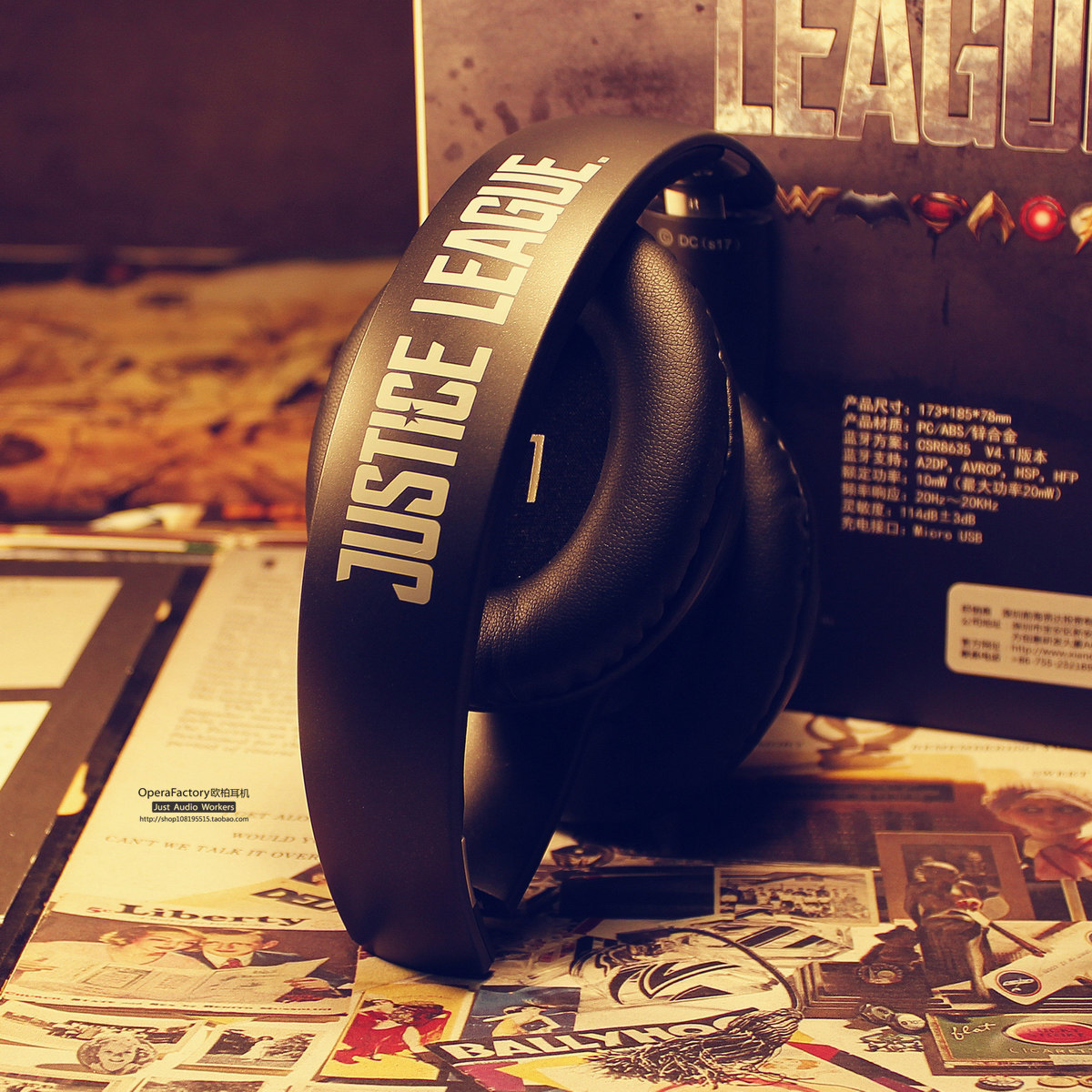 【dc授权】justice league 超人蝙蝠侠定制头戴无线蓝牙耳机