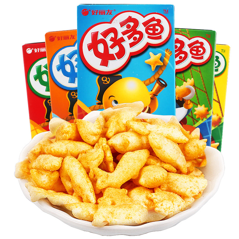 好丽友好多鱼33g零食整箱散装番茄味儿儿童膨化食品膨化食品