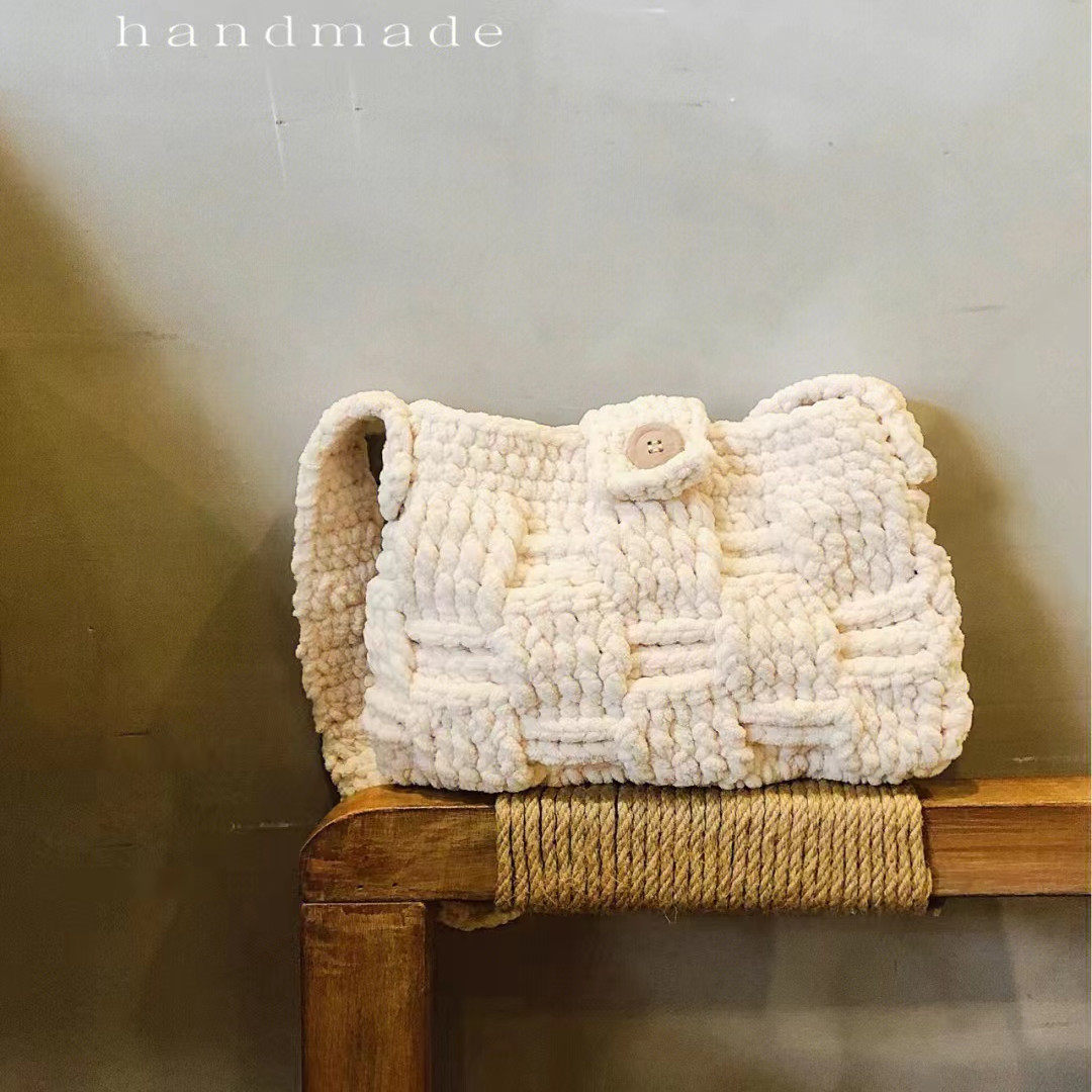 编织单肩包包手拎时尚包时尚小红钩针diy手工毛线