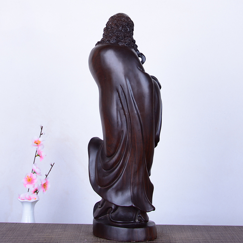 达摩檀木木雕祖师神像手工打造木质禅师家居木雕