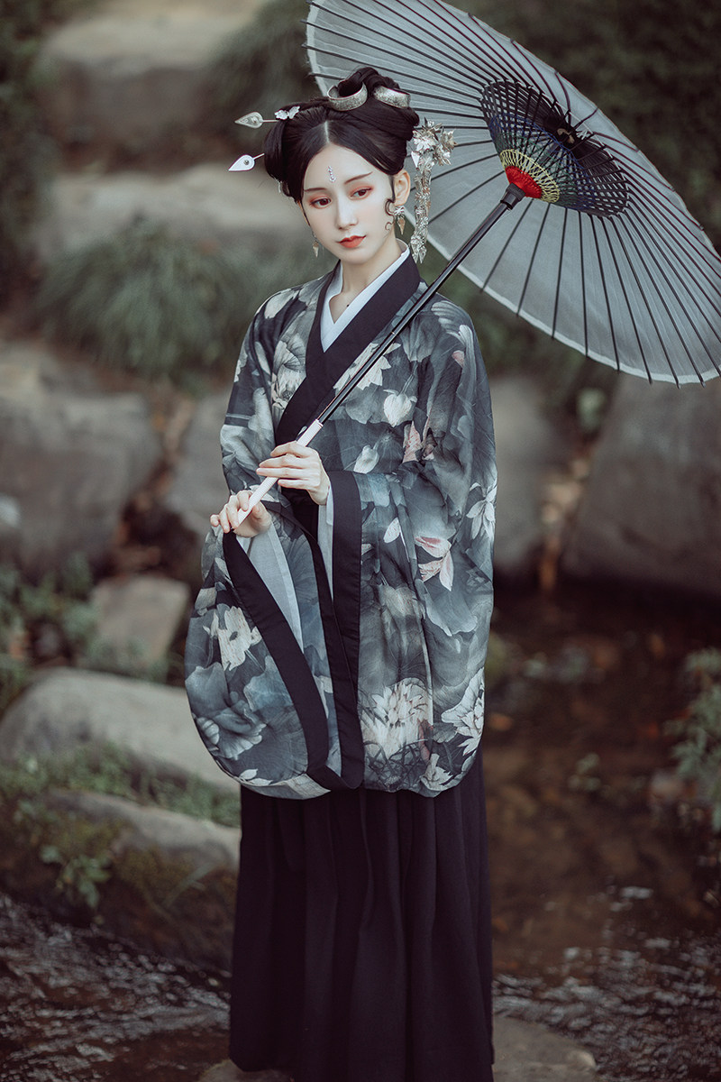 绝版清仓 白鹿时-长歌 芙蕖 原创广袖汉元素 大袖衫一片式汉服