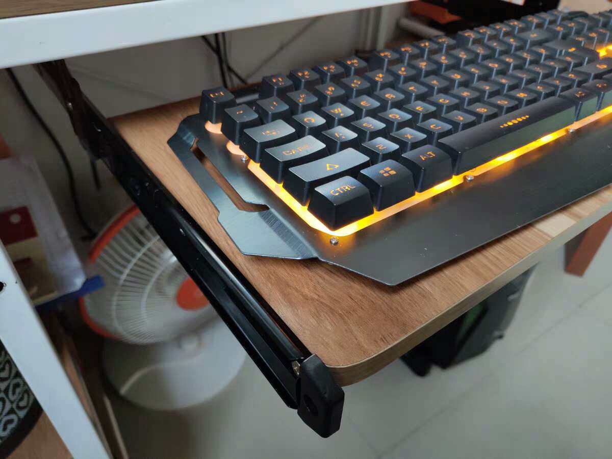 键盘托架抽屉导轨二节滑轨吊装托盘电脑台式桌子抽拉键盘轨道配件