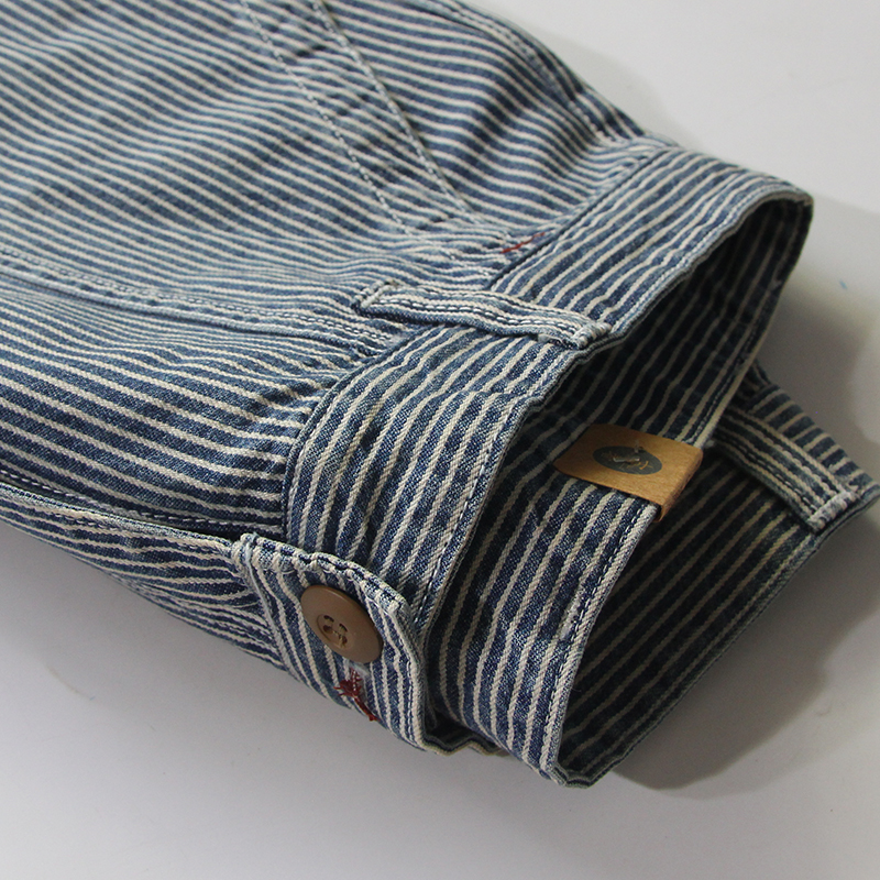 vintage复古条纹工装短裤 阿美咔叽重磅水洗做旧美式宽松牛仔中裤