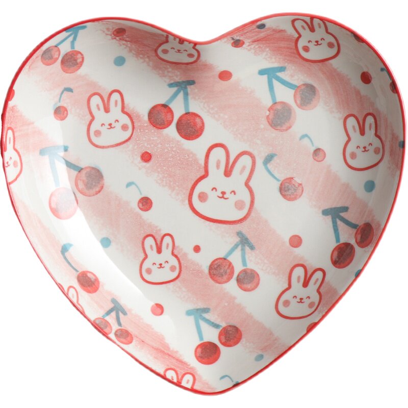 北欧欧风早餐心形盘子餐具西餐餐盘网红红桃盘