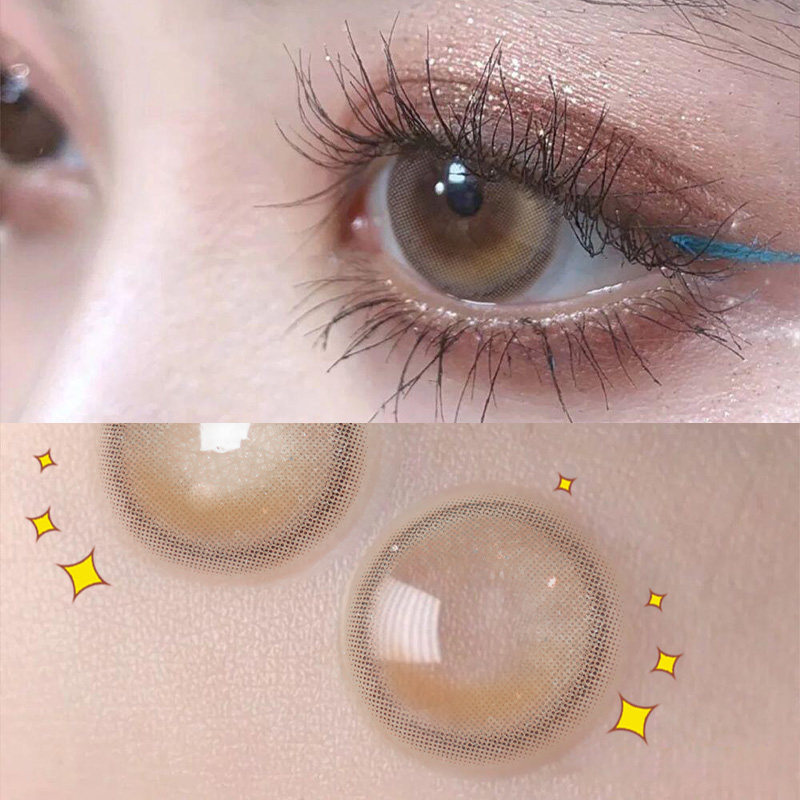 泪眼黑色美瞳半年抛女特效大小直径隐形近视眼镜正品官网季抛tina