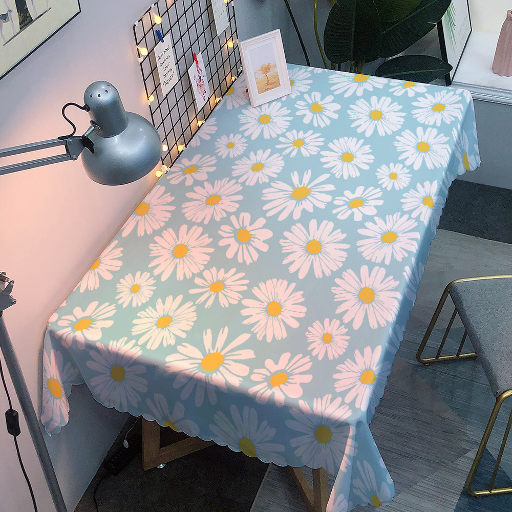 黑色小雏菊防水桌布权志龙gd同款个性菊花ins桌布