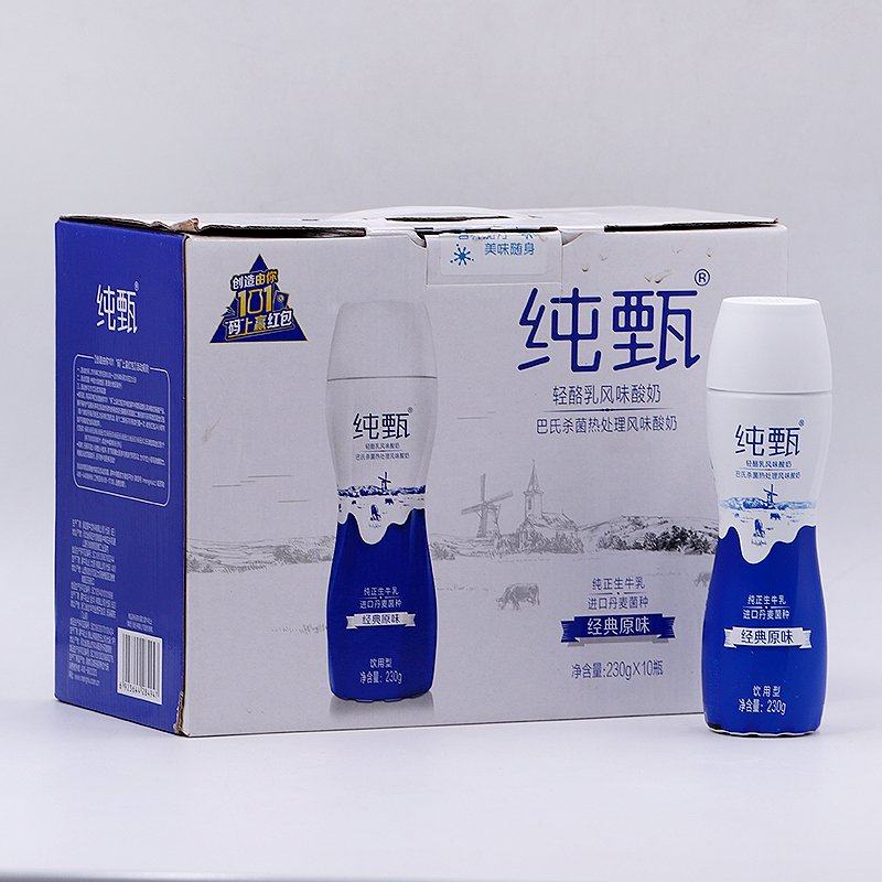 12月产蒙牛纯甄小蛮腰轻酪乳风味酸牛奶原味红西柚口味230g*10瓶