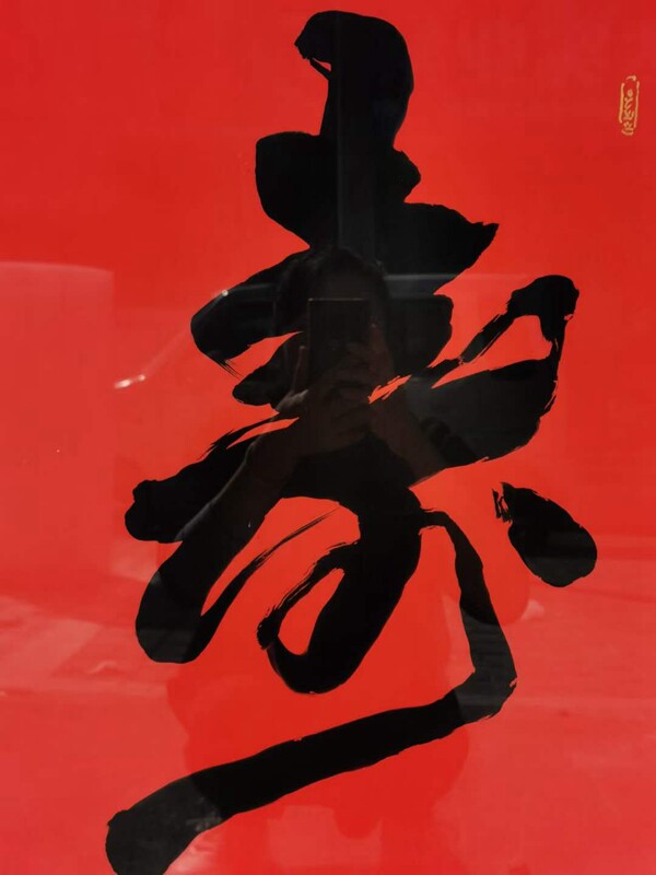 景德镇陶瓷板画手写书法字画寿字红底瓷板挂画装饰画现代装饰画