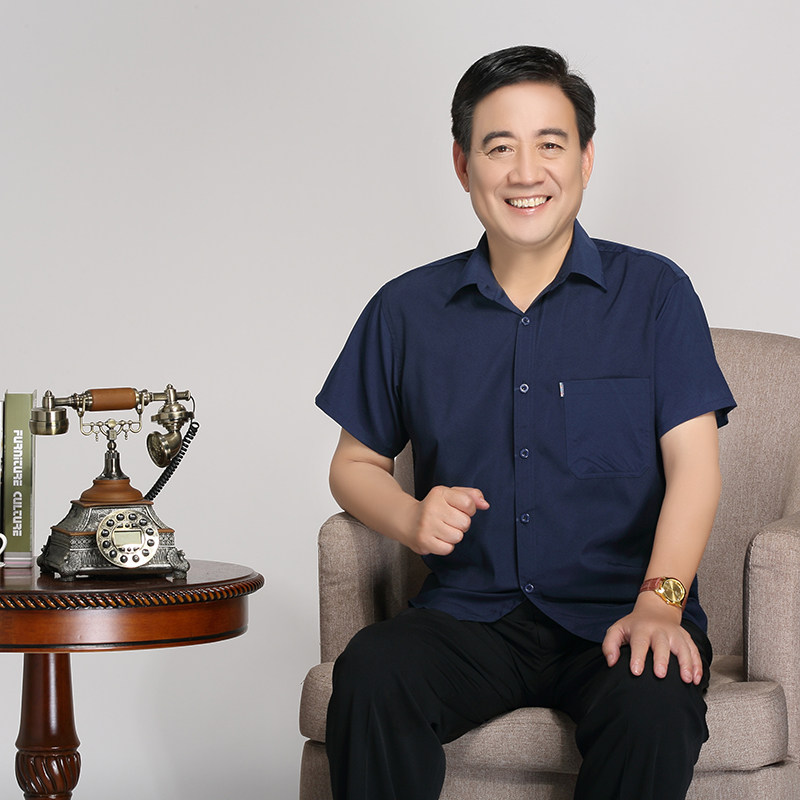 爸爸冰丝短袖衬衫50岁中老年人男装夏季男士寸衣衬衫