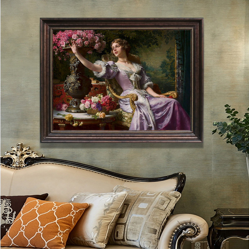 油画世界名画欧式欧式美美女人物客厅玄关装饰画美式油画