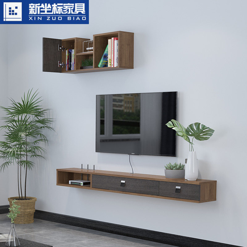 现代壁挂电视柜极简客厅悬挂墙上机顶盒隔板吊柜搁板