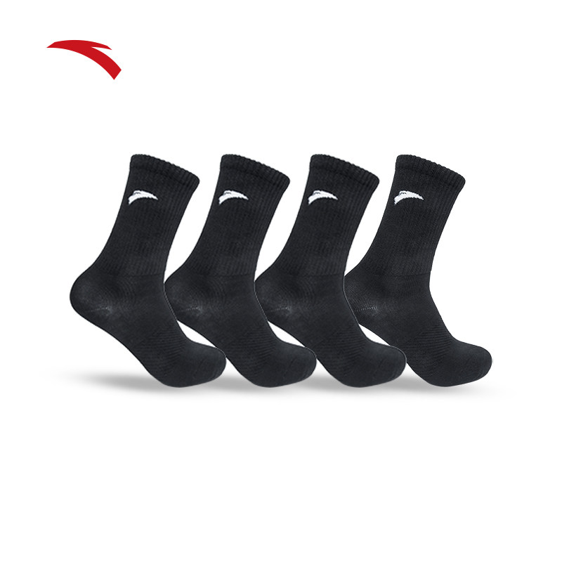 安踏运动袜男袜2021冬季新款官网旗舰舒适保暖亲肤四双组合装长袜