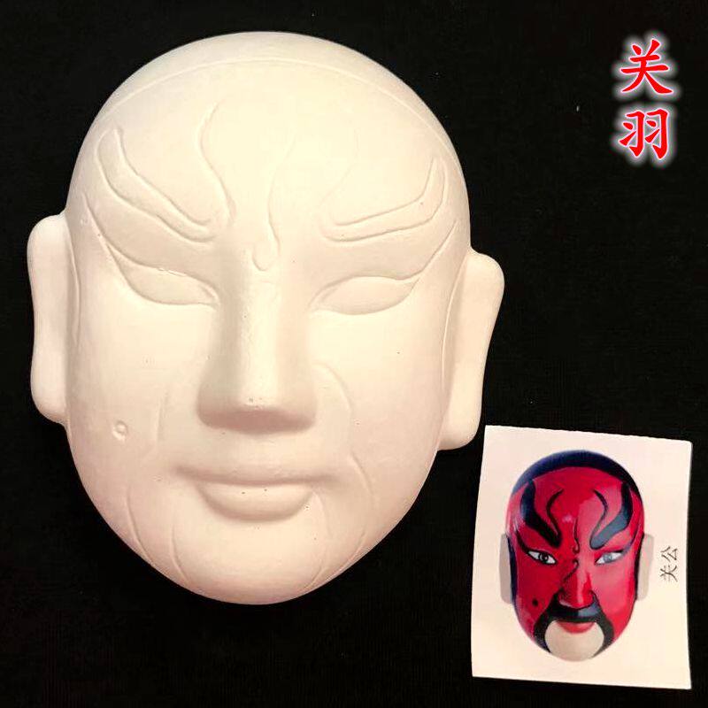 创意手绘diy白色京剧脸谱装饰摆件中国国风小号脸谱