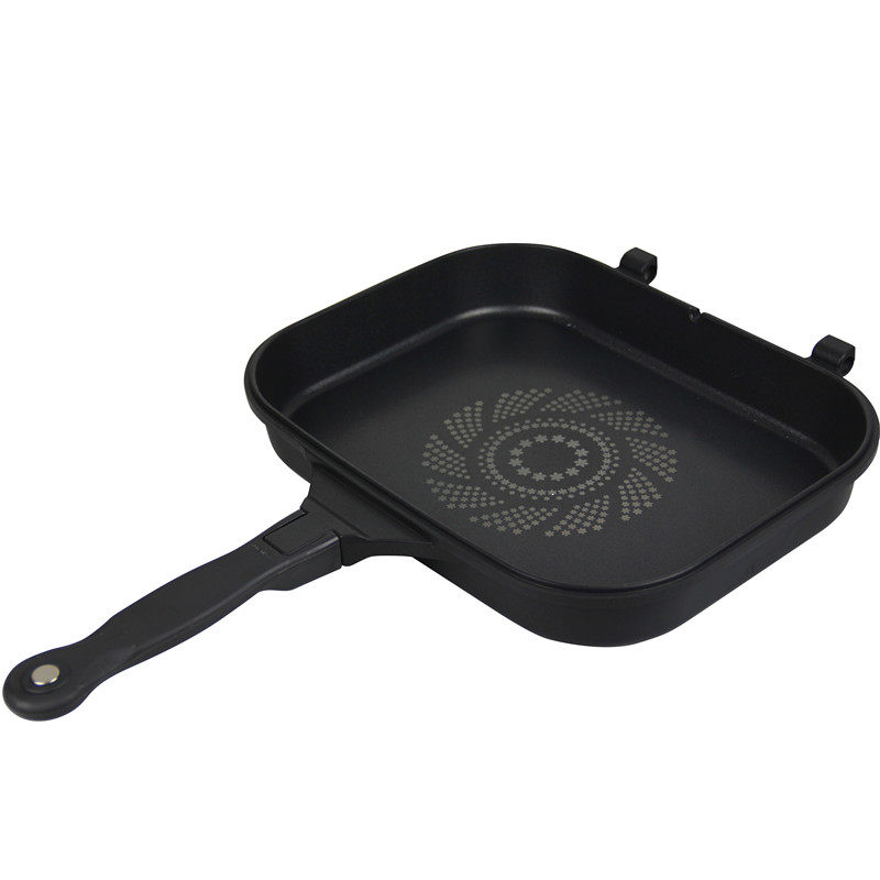 pn枫年韩国双面煎锅不粘锅燃气家用两面煎鱼加热平底烙饼专用