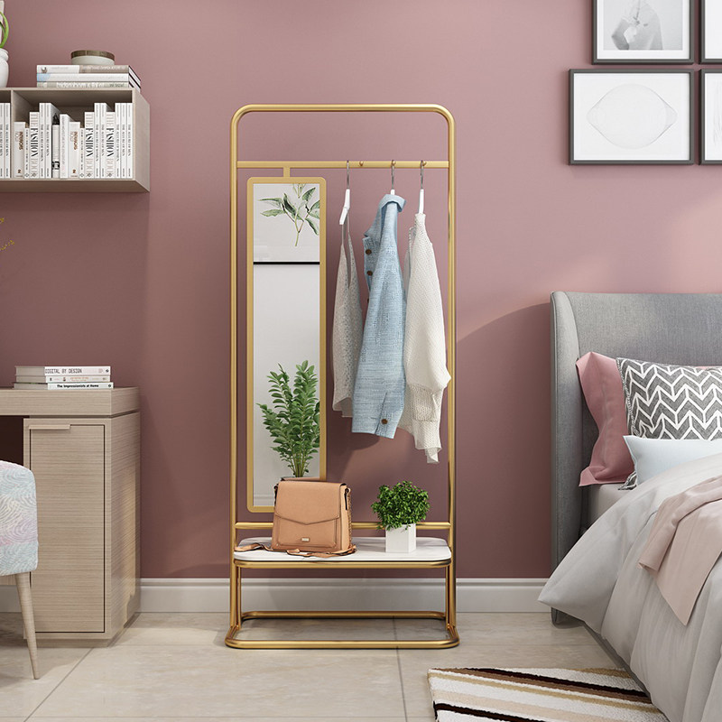 北欧家用卧室全身落地镜轻奢穿衣镜挂衣架一体旋转女生ins试衣镜