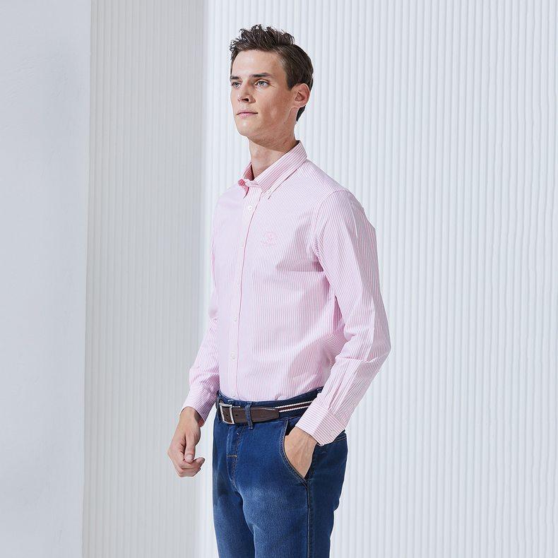 sbprc圣大保罗专柜正品男士休闲衬衣纯棉条纹长袖衬衫