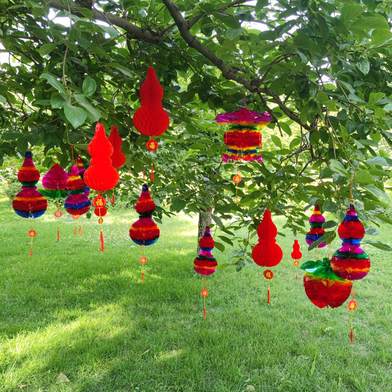 端午节挂纸葫芦五彩彩色塑料纸亮片水晶灯笼五月节批灯笼