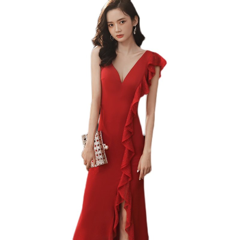 成人礼小礼服露背婚礼伴娘气质连衣裙修身敬酒礼服