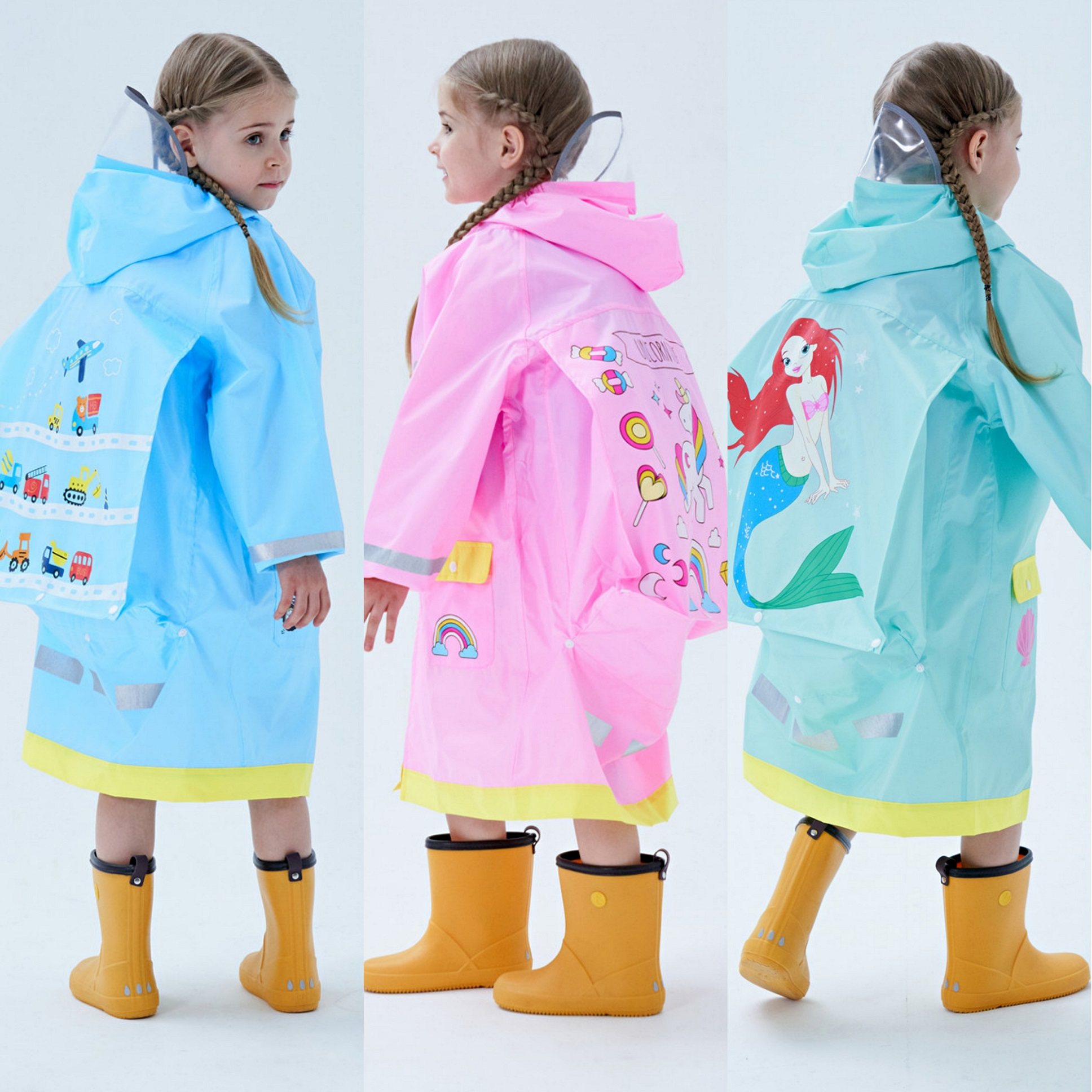 2021新款卡通可爱帽沿小学生防水雨披男女童宝雨披