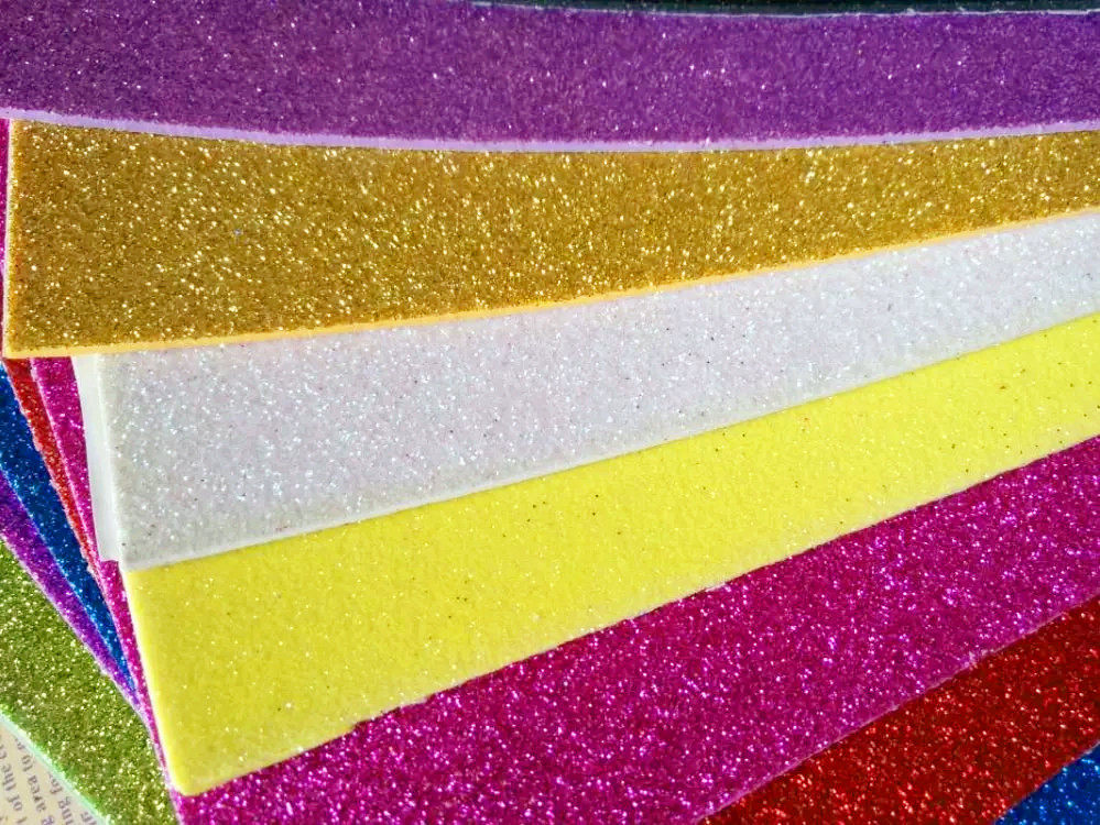 批发a4彩色闪光手工纸金粉纸荧光泡沫纸 金葱亮光海绵纸 20张包邮