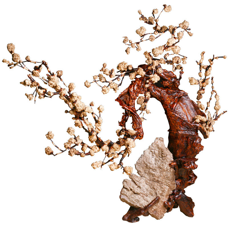 摆件典艺艺阁实木根雕抱石梅花酒店大堂屏风其他