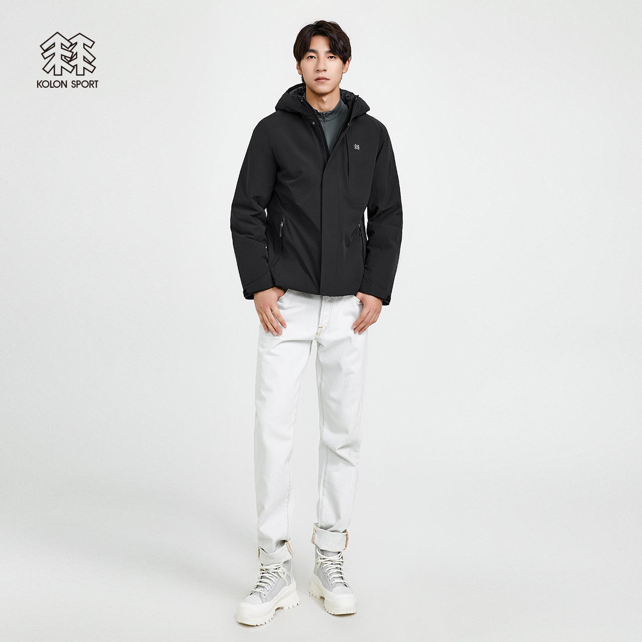 陈坤同款kolonsport可隆男子防水火山夹克加热棉服冲锋衣