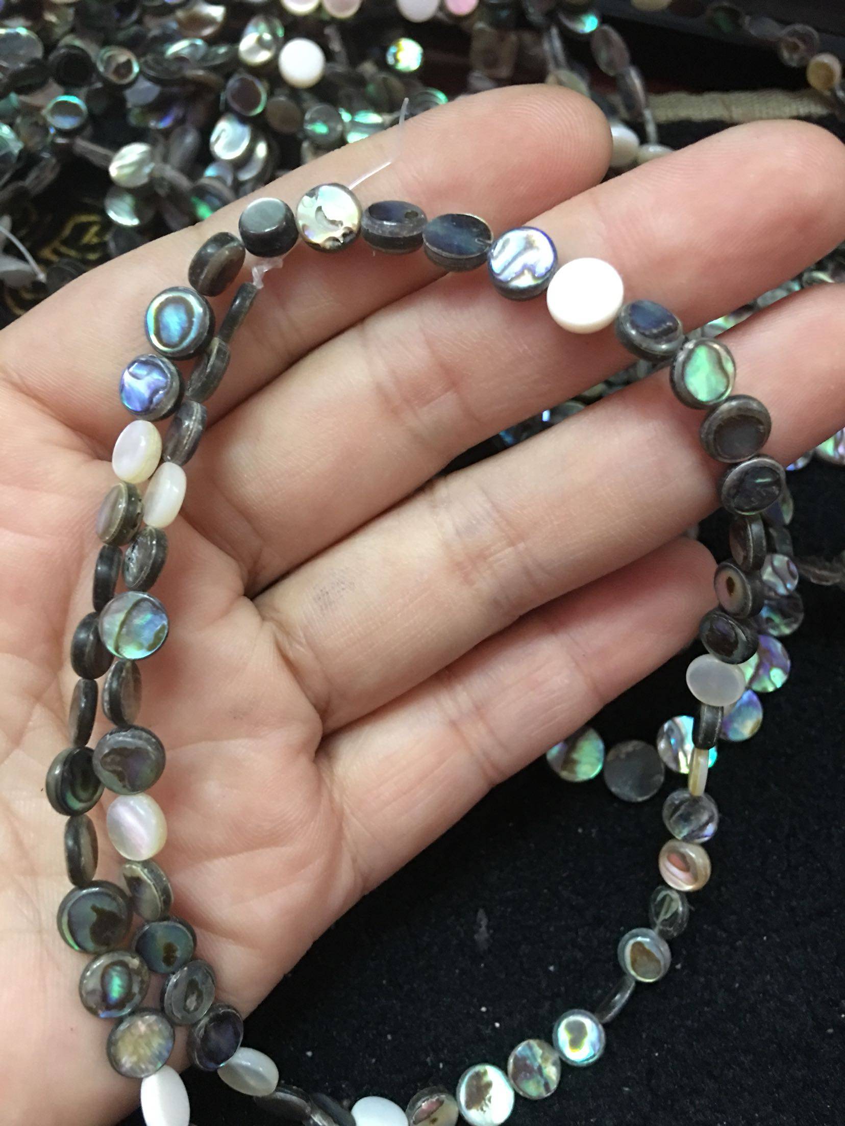 天然鲍鱼贝壳珠散6mm条珠60颗一条耳钉耳环其他diy饰品配件