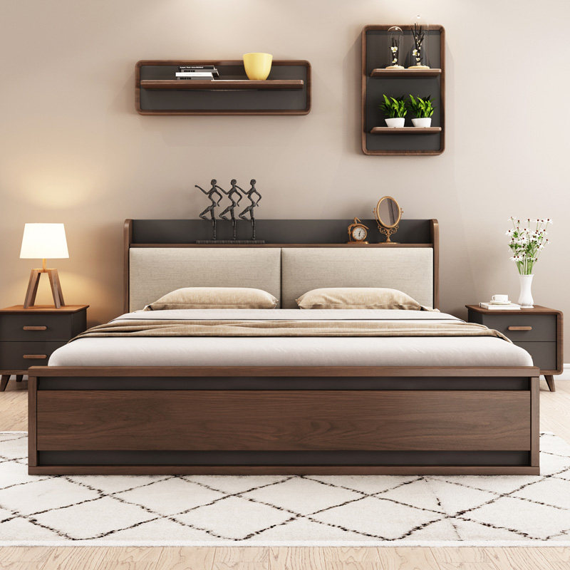 8现代简约小户型婚床板式收纳床