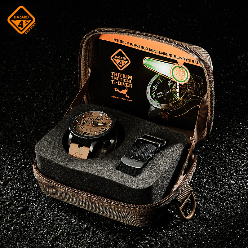 美国Hazard4危机4钛合金300M潜水手表男户外氚气夜光战术腕表防水